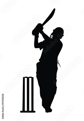 Silhouette of cricket player - batsman. Cricket elements. Famous sport. Cricket player icon.