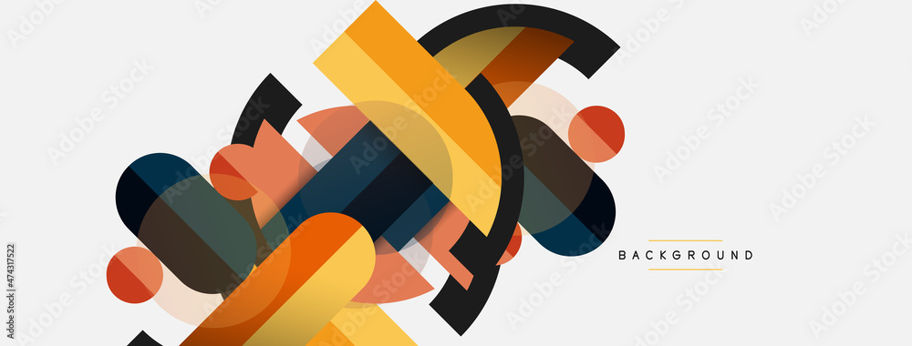 Geometric shapes composition abstract background. Circles lines and rectangles. Vector illustration for wallpaper banner background or landing page Geometric shapes composition abstract background. Circles lines and rectangles. Vector illustration for wallpaper banner background or landing page