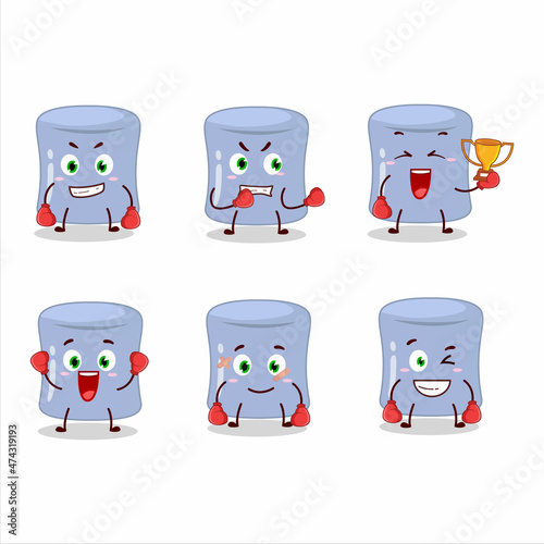 A sporty blueberry marshmallow boxing athlete cartoon mascot design