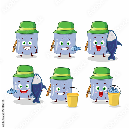 A fisherman blueberry marshmallow cartoon picture catch a big fish