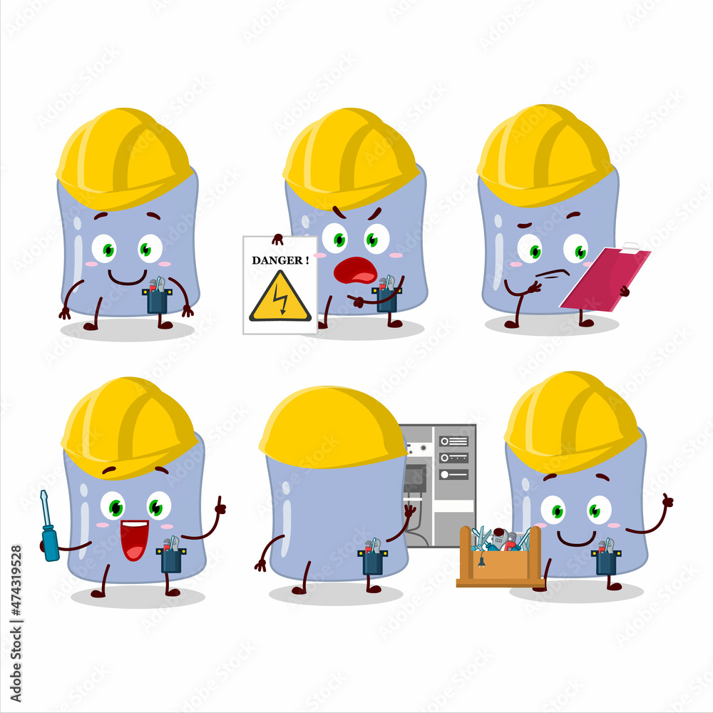 Professional Lineman blueberry marshmallow cartoon character with tools Professional Lineman blueberry marshmallow cartoon character with tools
