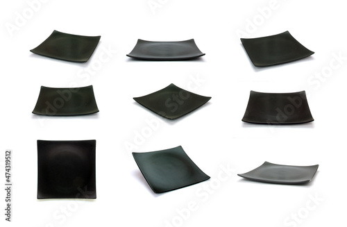 collection of black plate on white background
