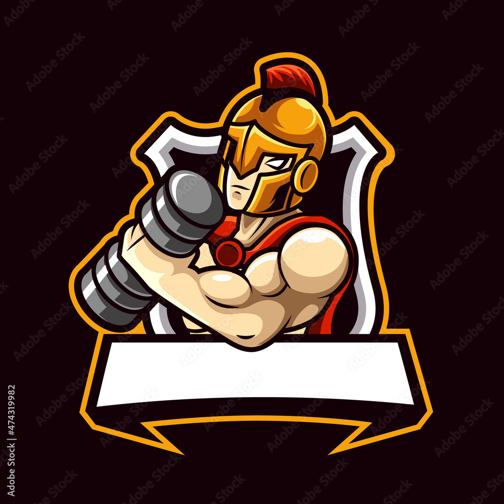 Naklejka premium strong spartan logo illustration for esport team and streamer