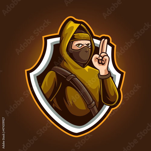 ninja mascot, logo illustration for esport team and streamer
