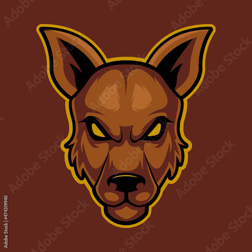 angry kangaroo head, mascot logo illustration for esport team and streamer