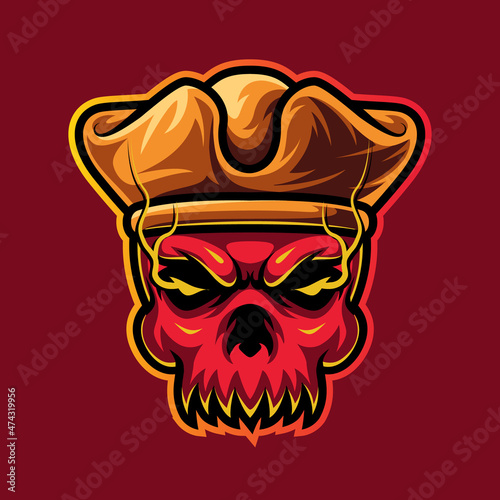 skull pirate , mascot esports logo vector illustration