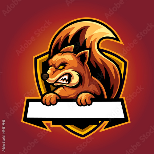 squirrel angry mascot for sports and esports logo vector illustration