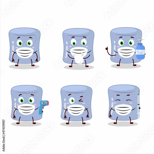 A picture of blueberry marshmallow cartoon design style keep staying healthy during a pandemic