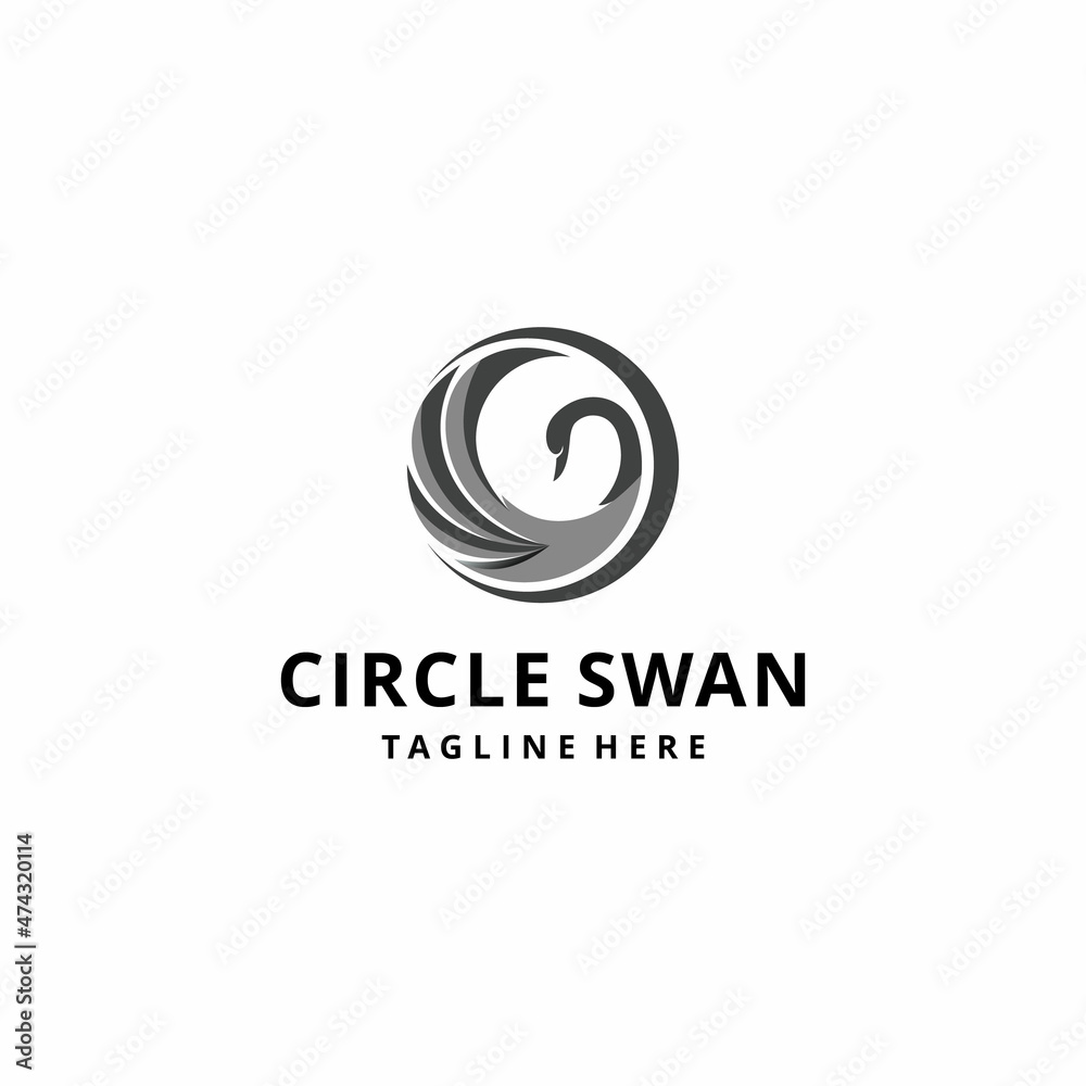 swan circle illustration, bird, logo, symbol, icon, graphic, vector illustration