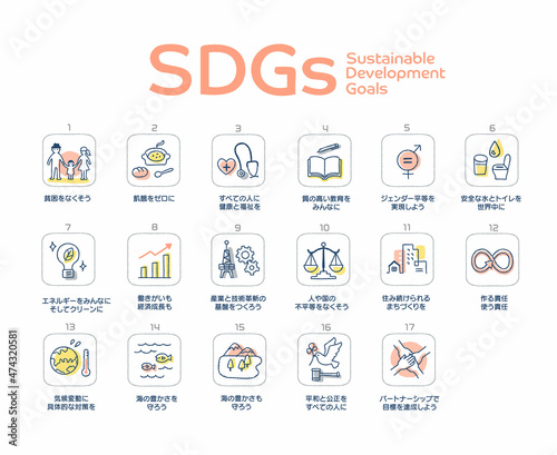 SDGs 17の目標アイコンセット 日本語