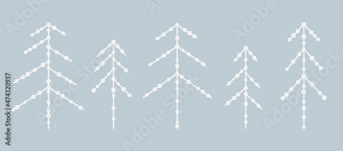 Fotografie, Obraz Set of vector scandi christmas tree
