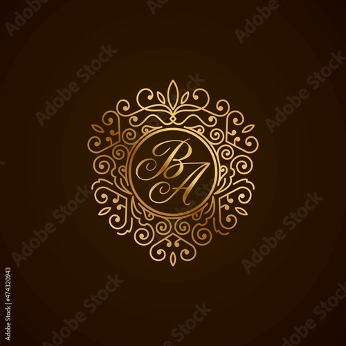 BA initial monogram heart logo