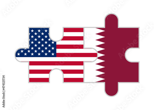 puzzle pieces of united states and qatar flags. vector illustration isolated on white background	
