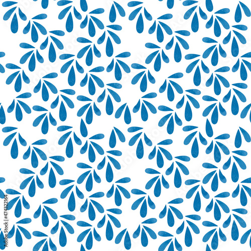 Seamless pattern of abstract shapes of drops or petals.