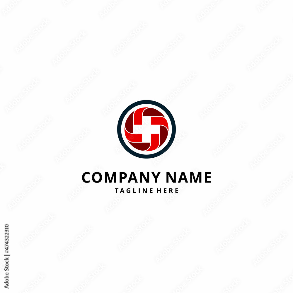 Health plus sign logo illustration in the middle of a red circle Health plus sign logo illustration in the middle of a red circle