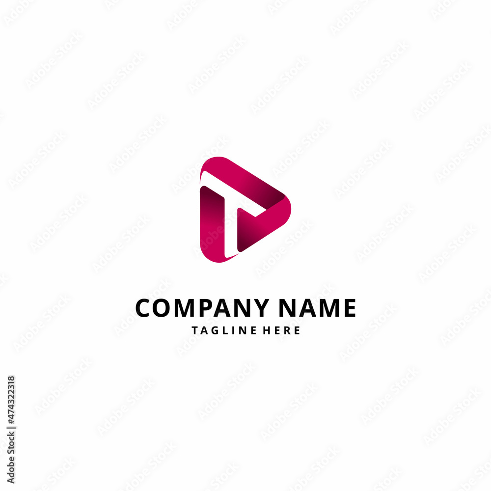Illustration of the letter t with a red logo icon in the shape of a round triangle Illustration of the letter t with a red logo icon in the shape of a round triangle