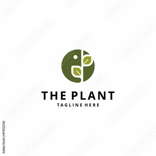 Elephant Nature Logo Illustration. Design with Elephant Head and Leaf Combination 