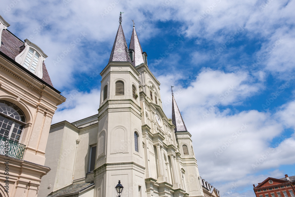 Tops of Historic Buildings on Jackson Square in New Orleans, Louisiana, USA