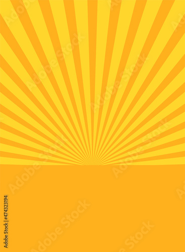 Sunlight rays vertical background. Orange and yellow color burst background.