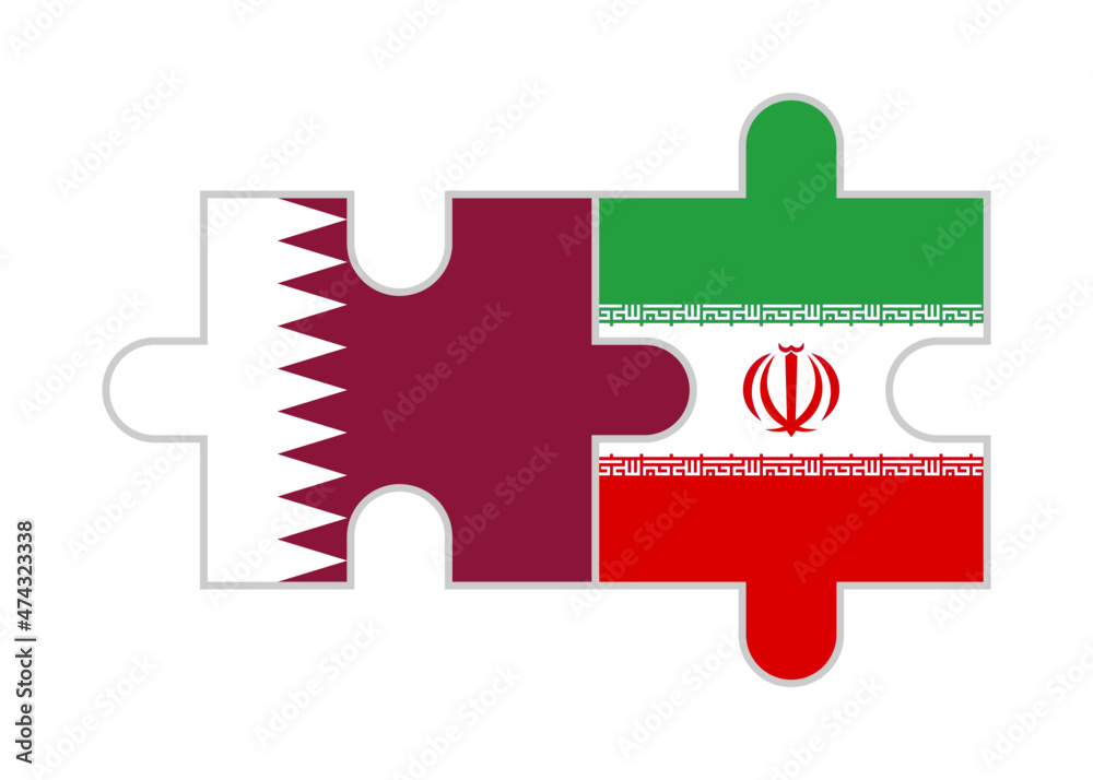 puzzle pieces of qatar and iran flags. vector illustration isolated on white background puzzle pieces of qatar and iran flags. vector illustration isolated on white background