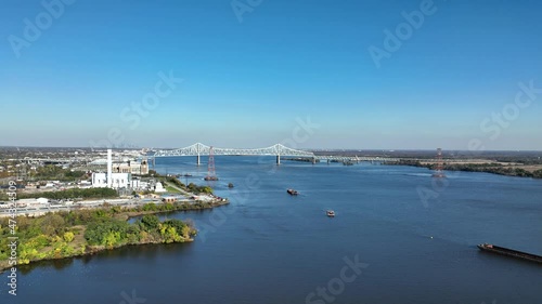 Aerial Video of Commodore Barry Bridge Along the Delaware River in Chester Pennsylvania photo