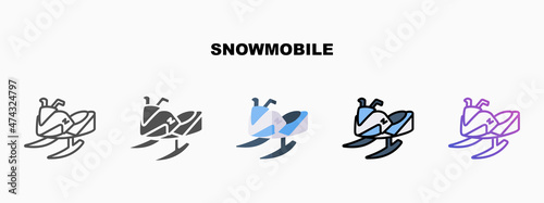 Snowmobile icon set with different styles. Icons designed in outline, flat, glyph, line colored and gradient. Can be used for web, mobile, ui and more. Enjoy this icon for your project.
