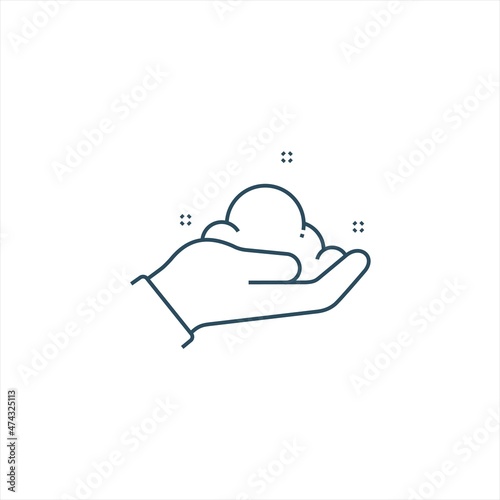 hand washing foam icon line style graphic design vector