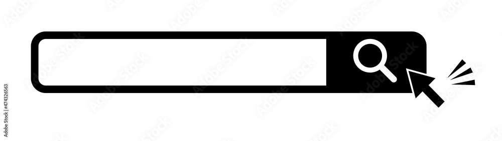 Vectors of the search bar, search box and mouse cursor. Simple Flat Design.