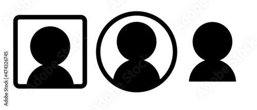 User icons of different shapes. A person surrounded by squares or circles.