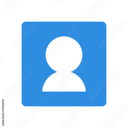 Simple user icon box. Blue vector.