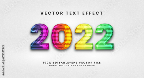 2022 glow text effect. Editable text style effect with colorful theme.