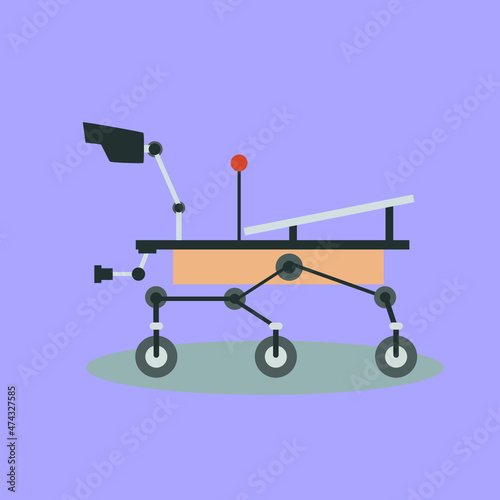 Space Rover Cartoon Flat Vector Illustration