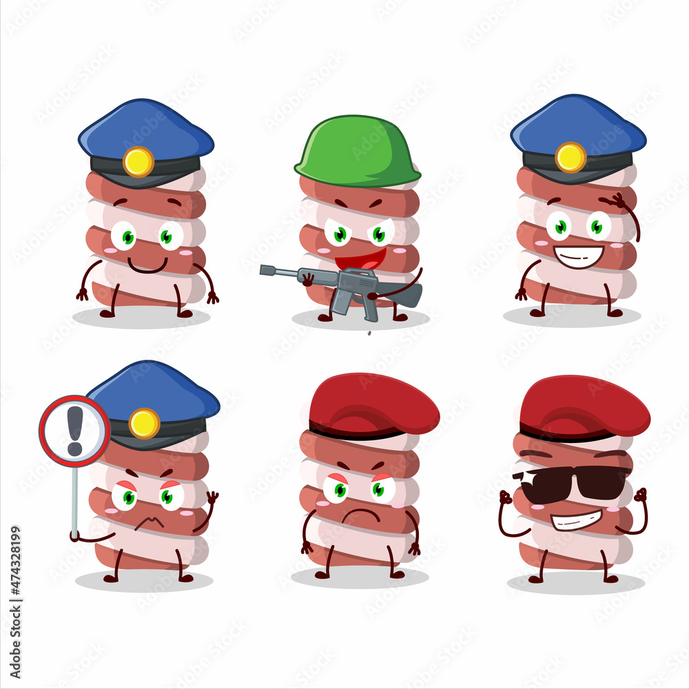A dedicated Police officer of red marshmallow twist mascot design style