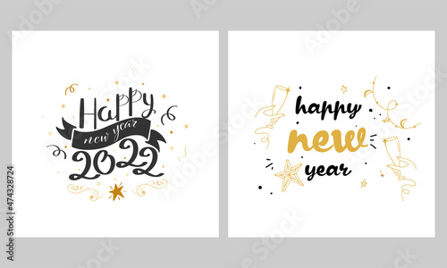 Happy New Year Posts Or Template Set In White Color.