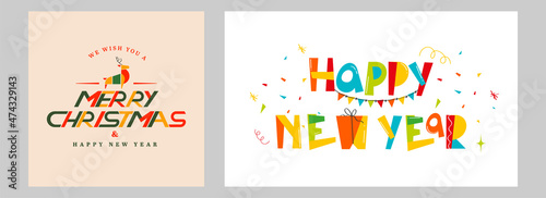 Merry Christmas And Happy New Year Poster Or Banner Design In Peach And White Color Options.