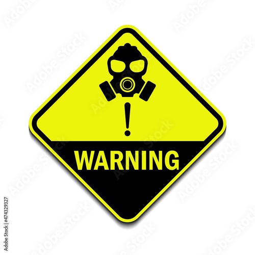 Gas hazard, Ware Respirator, Dust hazard warning diamond shape yellow with black sign vector.