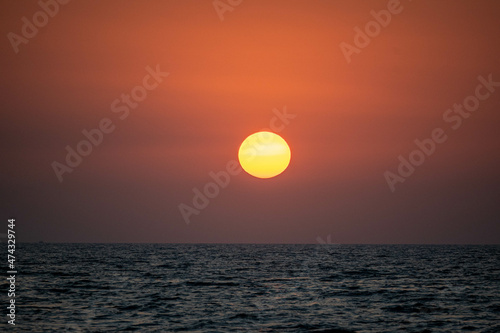 Fototapeta Naklejka Na Ścianę i Meble -  The  Beautiful Sunset in the sea, Karachi, Pakistan. 