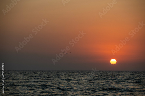 The Beautiful Sunset in the sea, Karachi, Pakistan. 