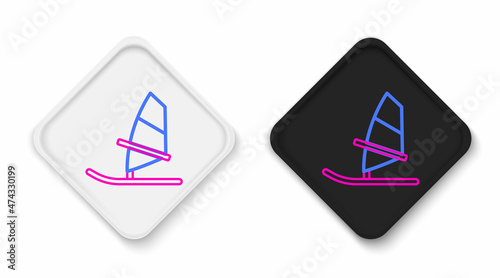 Line Windsurfing icon isolated on white background. Colorful outline concept. Vector