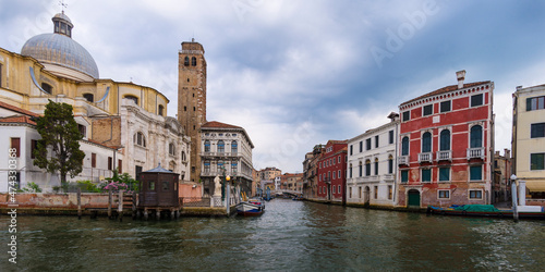 Rainy Venice on Grand Canal in summer, Italy