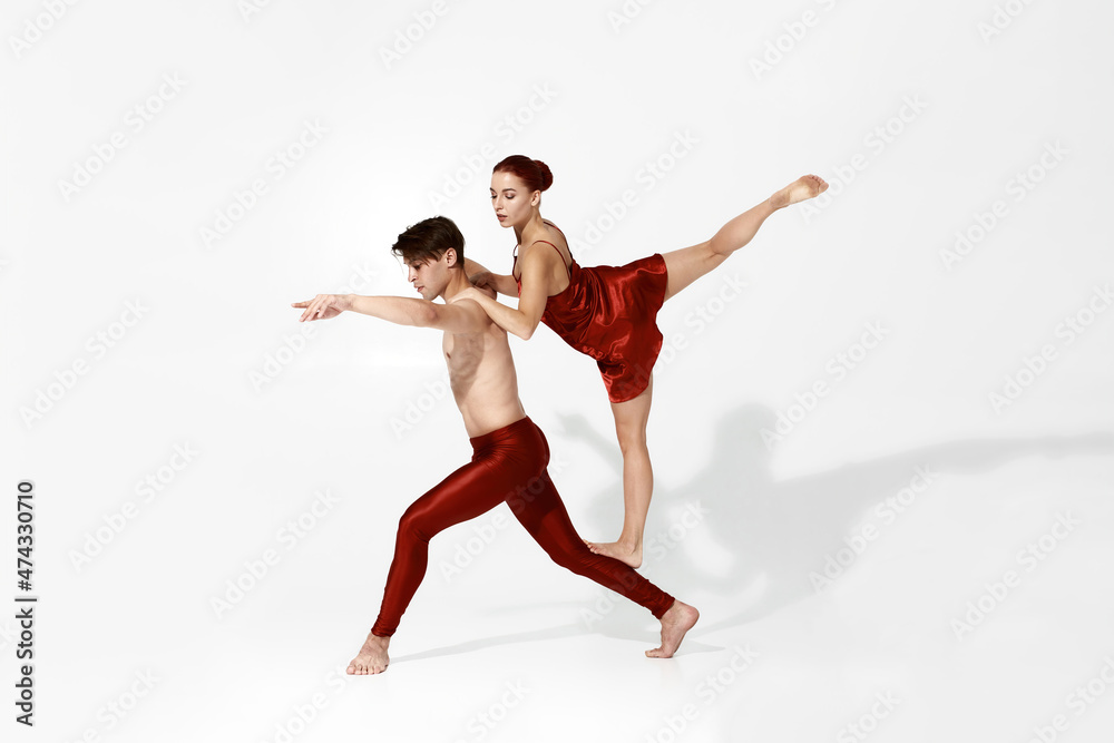 Fit caucasian dance couple dancing ballet dance