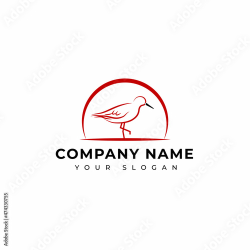 Red knot bird logo design vector template