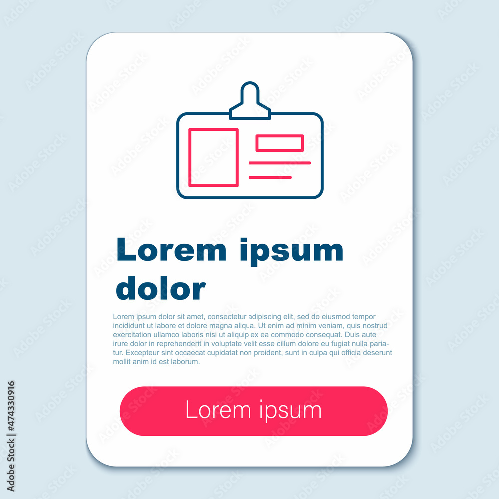 Line Identification badge icon isolated on grey background. It can be used for presentation, identity of the company, advertising. Colorful outline concept. Vector Line Identification badge icon isolated on grey background. It can be used for presentation, identity of the company, advertising. Colorful outline concept. Vector