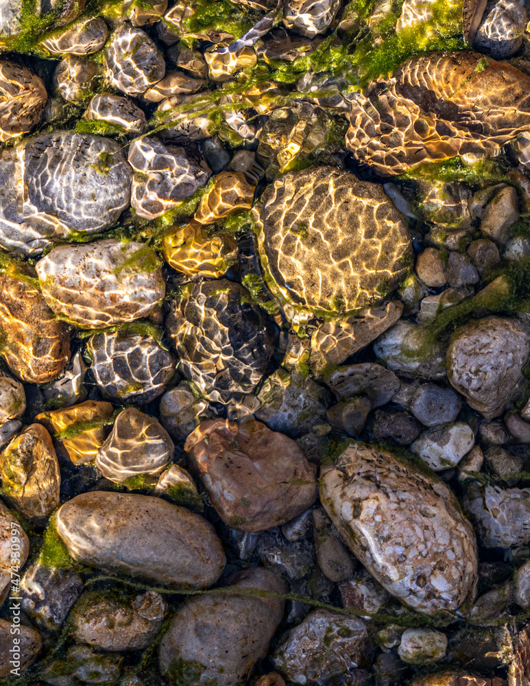 multi colorful stones under the clean water. multi colorful stones under the clean water.