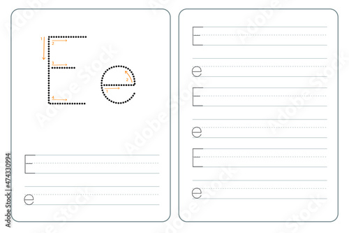 E alphabet latter tracing practice education
