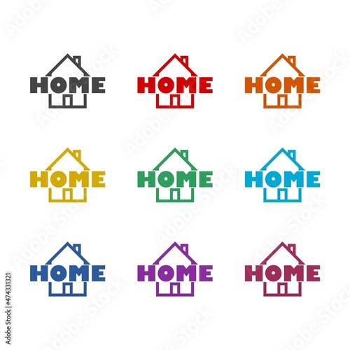 Home word icon isolated on white background, color set