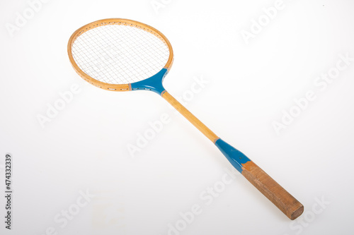 Badminton racquet wooden blue vintage look