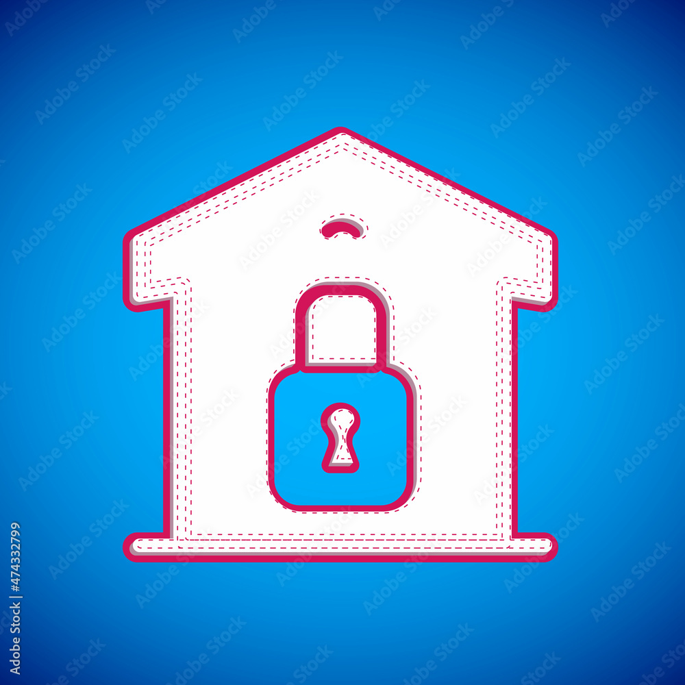 White Closed warehouse icon isolated on blue background. Vector White Closed warehouse icon isolated on blue background. Vector