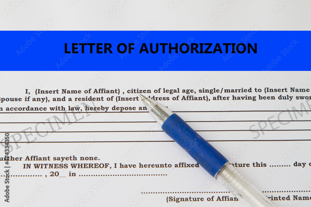 Letter of authorization concept- with blank form and a ball pen Letter of authorization concept- with blank form and a ball pen