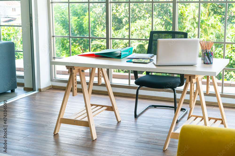 working table with laptop and gadget working table with laptop and gadget